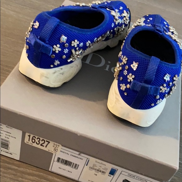 Dior Fusion Blue Crystal Embroidered Sneakers 37 - Picture 6 of 8